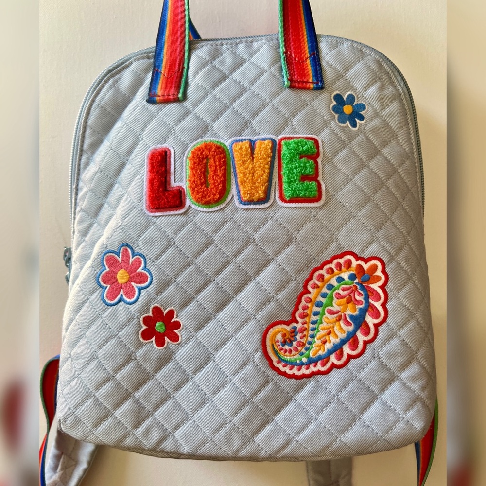 Vera Bradley Denim Mini Totepack Backpack, Pride Bright Stripe EUC